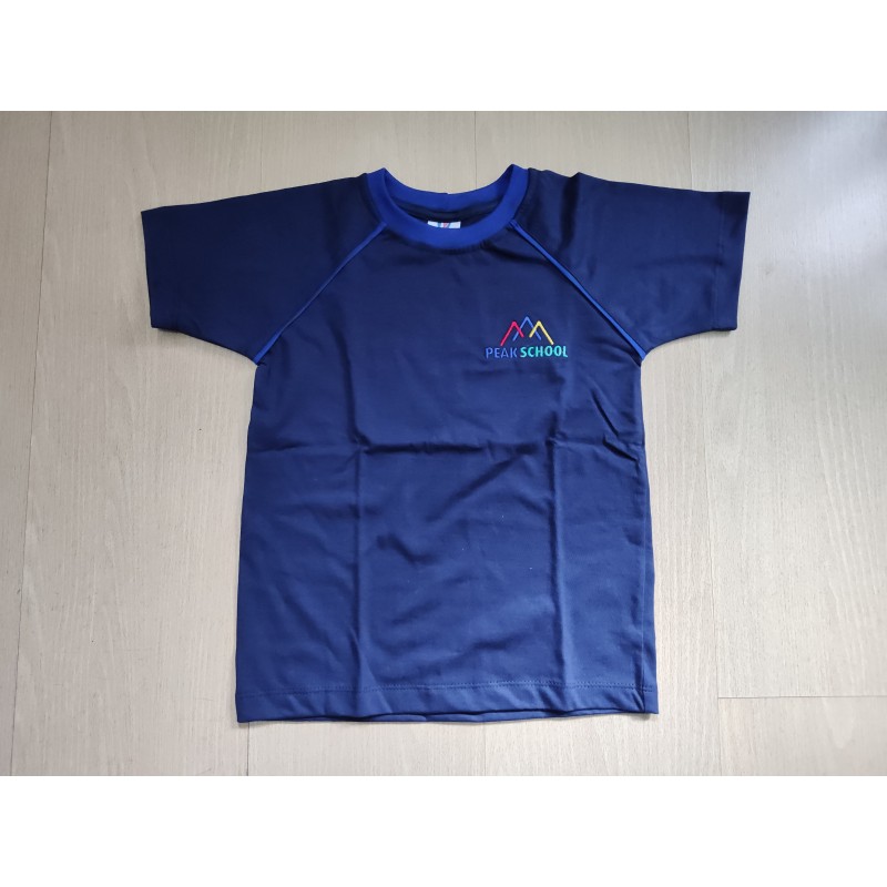 Camiseta Manga Curta Azul Peak School